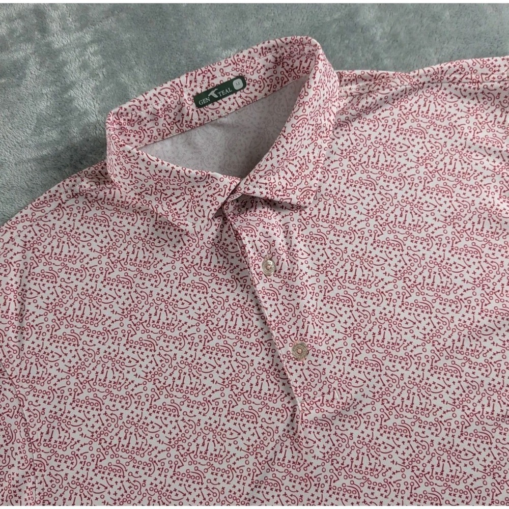 Genteal Polo Shirt Mens Medium Football Playbook Print Golf Performance Stretch